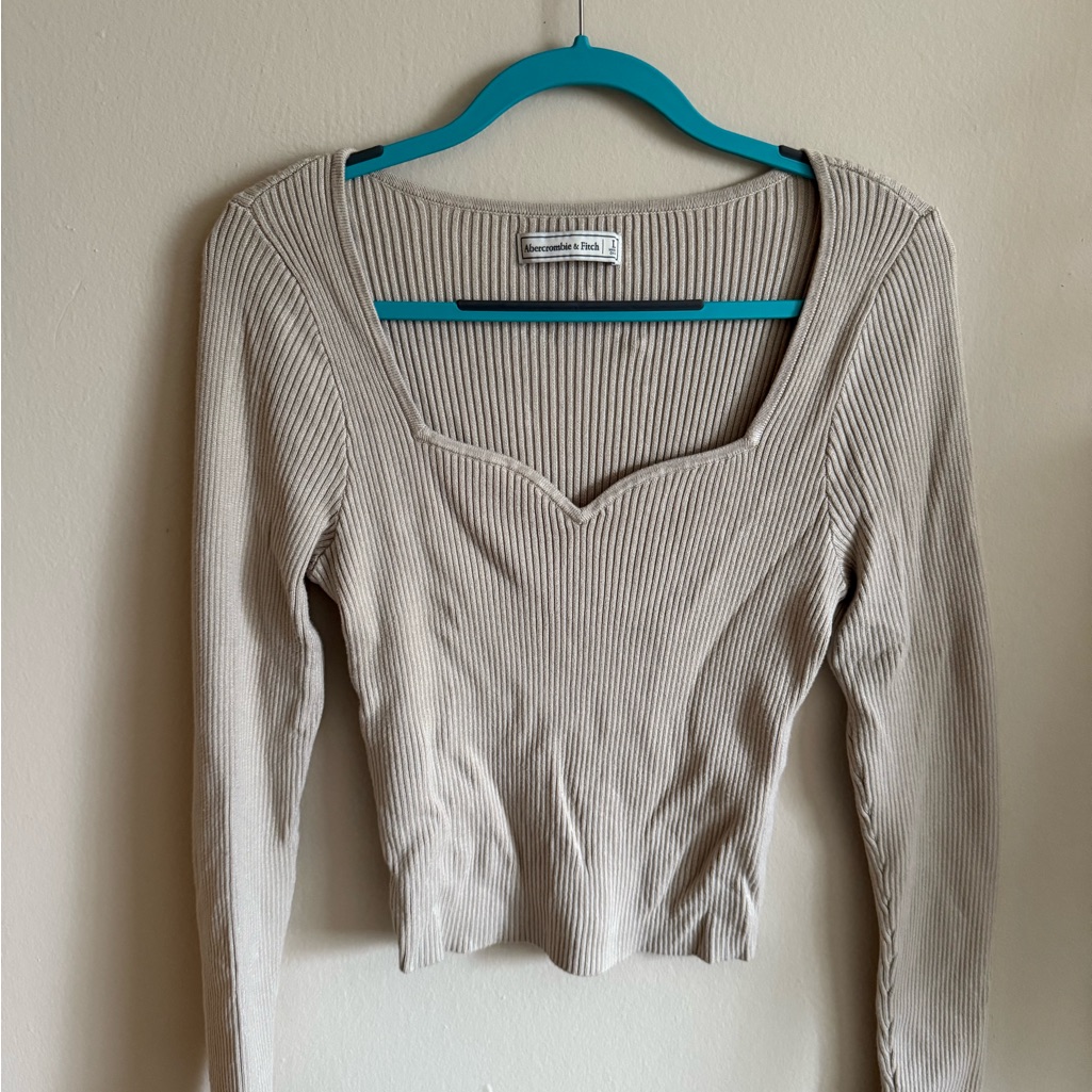 Women's Beige Ribbed Top